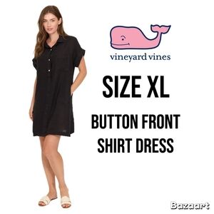 Vineyard Vine Casual Black Button-Up Women's Top ShirtDress